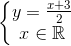 \left\{\begin{matrix} y=\frac{x+3}{2}\\ x\in \mathbb{R} \end{matrix}\right.