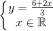 \left\{\begin{matrix} y=\frac{6+2x}{3}\\ x\in \mathbb{R} \end{matrix}\right.