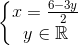 \left\{\begin{matrix} x=\frac{6-3y}{2}\\ y\in \mathbb{R} \end{matrix}\right.