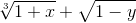 \sqrt[3]{1+x}+\sqrt{1-y}