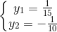 \left\{\begin{matrix} y_{1}=\frac{1}{15}\\ y_{2}=-\frac{1}{10} \end{matrix}\right.