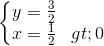 \left\{\begin{matrix} y=\frac{3}{2}\\ x=\frac{1}{2}>0 \end{matrix}\right.