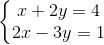 \left\{\begin{matrix} x+2y=4\\ 2x-3y=1 \end{matrix}\right.