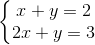 \left\{\begin{matrix} x+y=2\\ 2x+y=3 \end{matrix}\right.