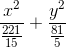 \frac{x^{2}}{\frac{221}{15}}+\frac{y^{2}}{\frac{81}{5}}