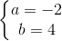 \left\{\begin{matrix} a= -2\\ b=4 \end{matrix}\right.