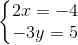 \left\{\begin{matrix} 2x=-4\\ -3y=5 \end{matrix}\right.