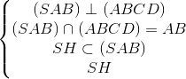 \left\{\begin{matrix} (SAB)\perp (ABCD)\\ (SAB)\cap (ABCD)=AB\\ SH\subset (SAB)\\ SH\perp AB \end{matrix}\right