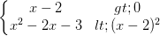 dpi{100} left{begin{matrix} x-2>0 & \ x^{2}-2x-3<(x-2)^{2} & end{matrix}right.