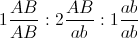 1 \frac{AB}{AB}:2\frac{AB}{ab}:1\frac{ab}{ab}