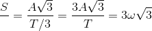 \frac{S}{\Delta t}=\frac{A\sqrt{3}}{T/3}=\frac{3A\sqrt{3}}{T}=3\omega \sqrt{3}