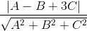 \frac{|A-B+3C|}{\sqrt{A^{2}+B^{2}+C^{2}}}