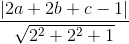 \frac{|2a+2b+c-1|}{\sqrt{2^{2}+2^{2}+1}}