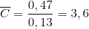 \overline{C}=\frac{0,47}{0,13}=3,6