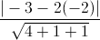 \frac{|-3-2(-2)|}{\sqrt{4+1+1}}