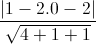 \frac{|1-2.0-2|}{\sqrt{4+1+1}}