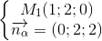 \left\{\begin{matrix} M_{1}(1;2;0)\\\overrightarrow{n_{\alpha }}=(0;2;2) \end{matrix}\right.