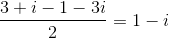 \frac{3+i-1-3i}{2}=1-i