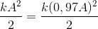 \frac{kA^{2}}{2}=\frac{k(0,97A)^{2}}{2}