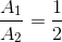 \frac{A_{1}}{A_{2}}=\frac{1}{2}