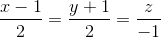 \frac{x-1}{2}=\frac{y+1}{2}=\frac{z}{-1}