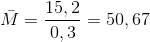 \bar{M}=\frac{15,2}{0,3}= 50,67