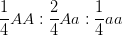 \dpi{100} \frac{1}{4}AA:\frac{2}{4}Aa:\frac{1}{4}aa