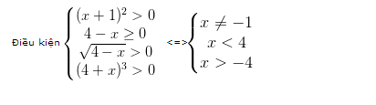 \left\{\begin{matrix} x\neq -1 & & \\ x<4& & \\ x>-4& & \end{matrix}\right.