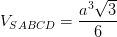 \dpi{100} V_{SABCD}= \frac{a^{3}\sqrt{3}}{6}