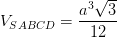 \dpi{100} V_{SABCD}= \frac{a^{3}\sqrt{3}}{12}