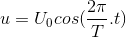 u = U_{0}cos(\frac{2\pi }{T}.t)