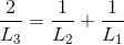 \frac{2}{L_{3}}=\frac{1}{L_{2}}+\frac{1}{L_{1}}