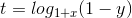 t =log_{1+x}(1-y)