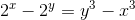 2^{x}-2^{y}= y^{3}-x^{3}