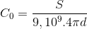 C_{0}=\frac{S}{9,10^{9}.4\pi d}