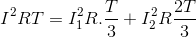 I^{2}RT=I_{1}^{2}R.\frac{T}{3}+I_{2}^{2}R\frac{2T}{3}