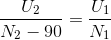 \frac{U_{2}}{N_{2}-90}=\frac{U_{1}}{N_{1}}