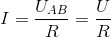 I = \frac{U_{AB}}{R}=\frac{U}{R}