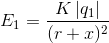 E_{1}=\frac{K\left | q_{1} \right |}{(r+x)^{2}}