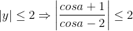 \left | y \right |\leq 2\Rightarrow \left | \frac{cosa+1}{cosa-2} \right |\leq 2