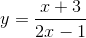 y=\frac{x+3}{2x-1}