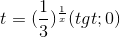 t=(\frac{1}{3})^{\frac{1}{x}}(t> 0)