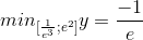 min_{[\frac{1}{e^{3}};e^{2}]}y=\frac{-1}{e}