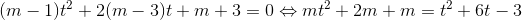 (m-1)t^{2}+2(m-3)t+m+3=0\Leftrightarrow mt^{2}+2m+m=t^{2}+6t-3