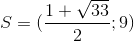 S = (\frac{1+\sqrt{33}}{2};9)