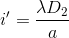 {i}'=\frac{\lambda D_{2}}{a}