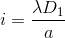 i=\frac{\lambda D_{1}}{a}