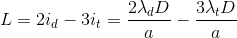 L=2i_{d}-3i_{t}=\frac{2\lambda _{d}D}{a}-\frac{3\lambda _{t}D}{a}