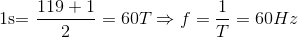 $1s=\dfrac{119+1}{2}=60T\Rightarrow f=\dfrac{1}{T}=60Hz$