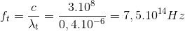 f_{t}=\frac{c}{\lambda _{t}}=\frac{3.10^{8}}{0,4.10^{-6}}=7,5.10^{14}Hz